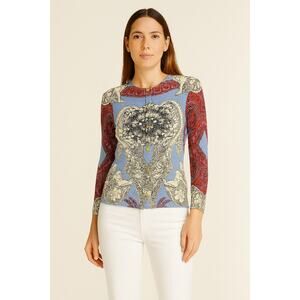 Versace Silk Printed Button Front Cardigan